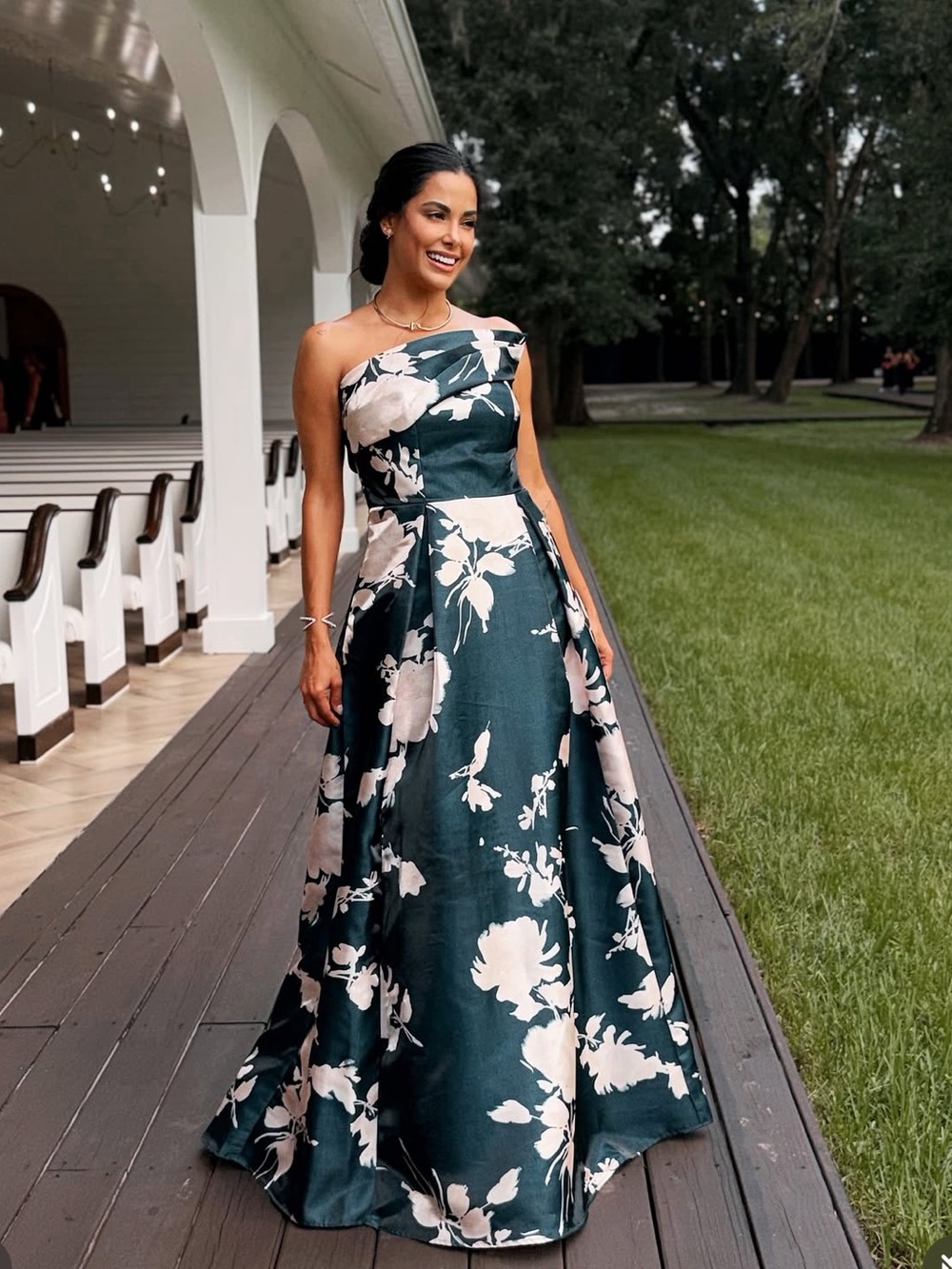 NEW Donna Karan New York Women's Strapless Floral-Print Gown In Green Size 4